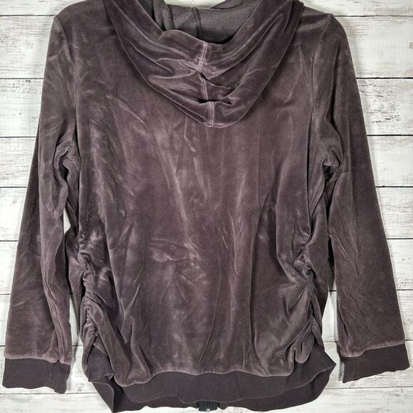 Motherhood Maternity Velour Gray Velour Zip Front Hoodie L - Picture 2 of 7